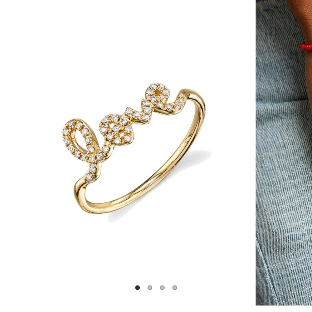 Sydney Evan 14k gold and diamond love script ring